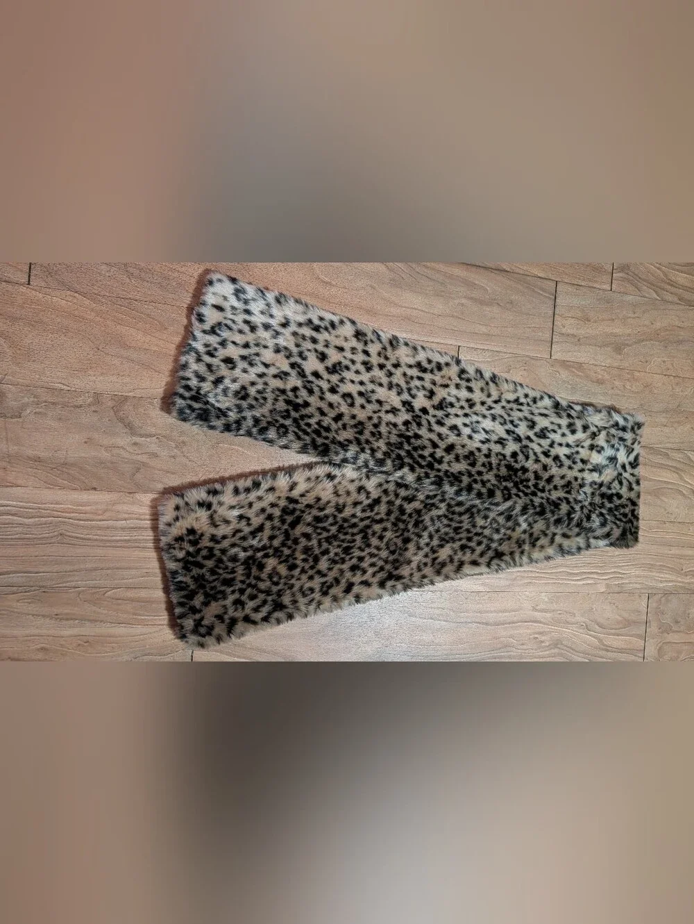 Faux-Fur Leopard Print Pants - Tan/Black